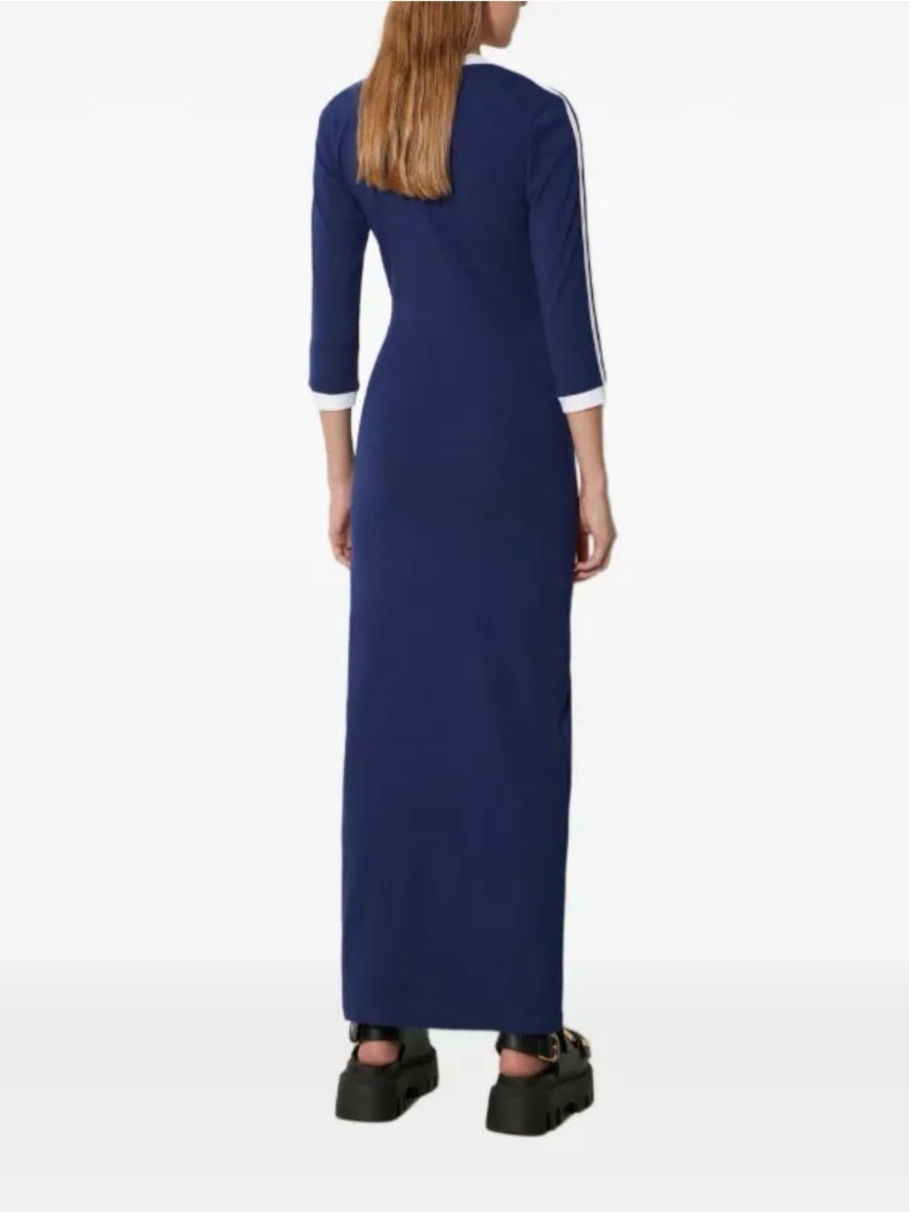 adidas Navy Maxi Dress with V-Neck and High Side Slit - Picture 3 of 3